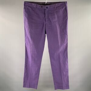 INCOTEX Size 38 Purple Linen Blend Straight Casual Pants